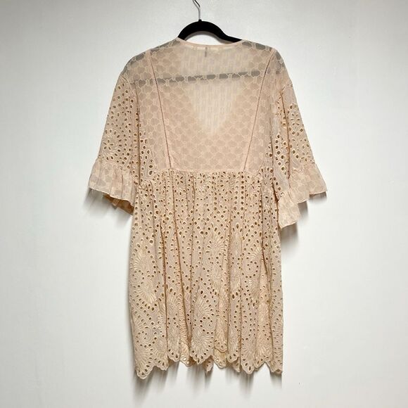 New Anthropologie Akemi+Kin Eyelet Blush Pink Swing Babydoll Style Dress Sz 4 - Picture 7 of 12